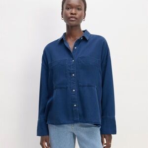 Everlane | The Boxy Overshirt in Buttersoft in Bellwether Blue
